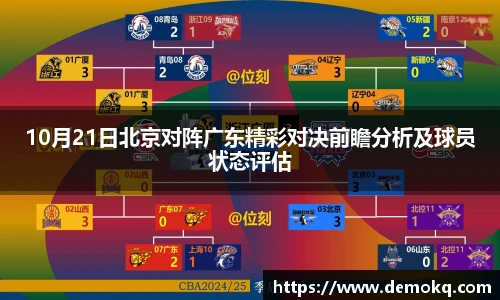 10月21日北京对阵广东精彩对决前瞻分析及球员状态评估